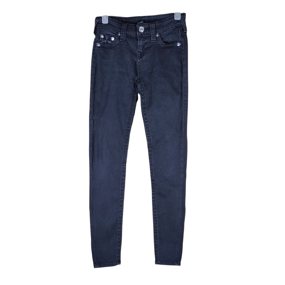 True Religion Halle Jeans Women’s 26 Black Mid Rise Super Skinny Stretch Denim